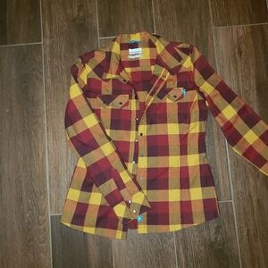 COLUMBIA Omni Wick Plaid Long Sleeve Blouse Top sz Small